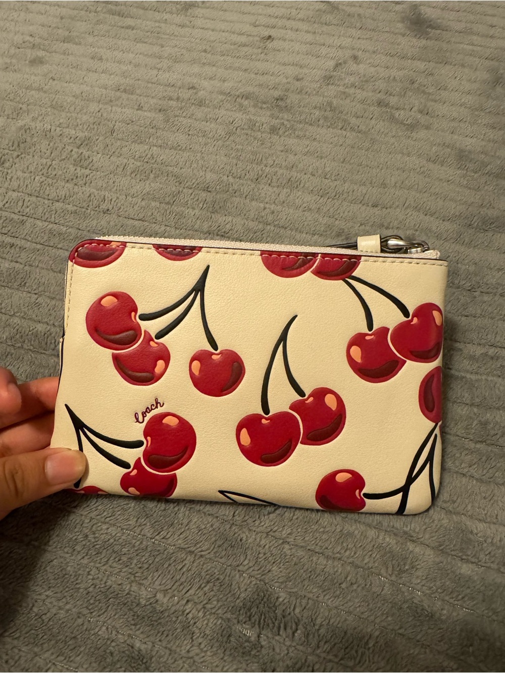 Coach Cherry Print Wristlet - Cream & Red - Picture 2 of 3
